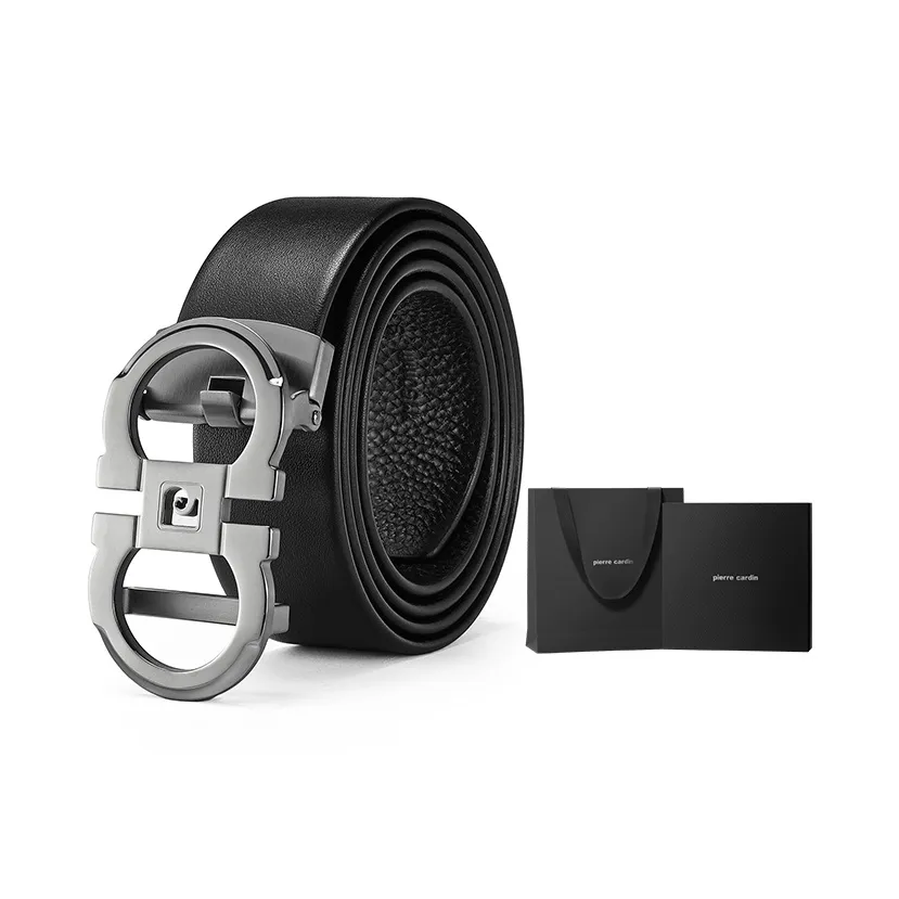 PIERRE CARDIN Ремни из крупнозернистой текстуры коровьей кожи Мужской Черный 3,45CM