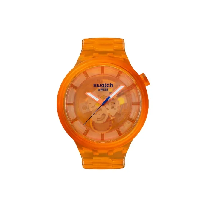 Swatch Quartz Механизм Мужские часы 47 мм Оранжевый