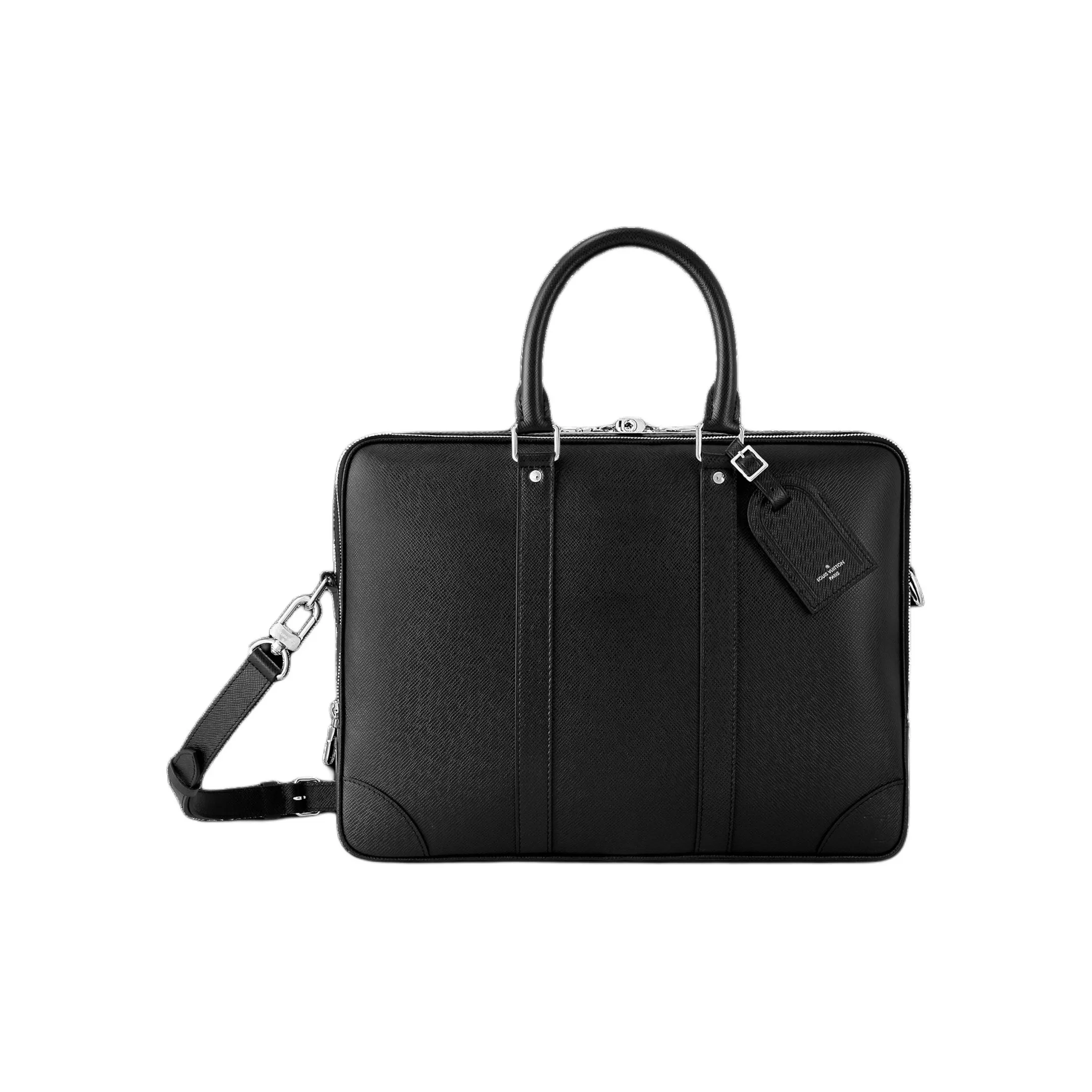 LOUIS VUITTON Cow Leather Portable One Shoulder Crossbody Briefcase Tubas Men's Black