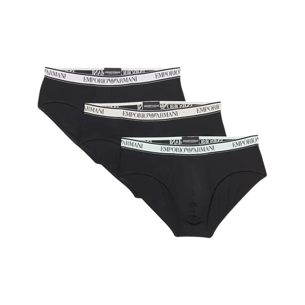 EMPORIO ARMANI Logo jacquard Cotton Briefs Pack Of Three