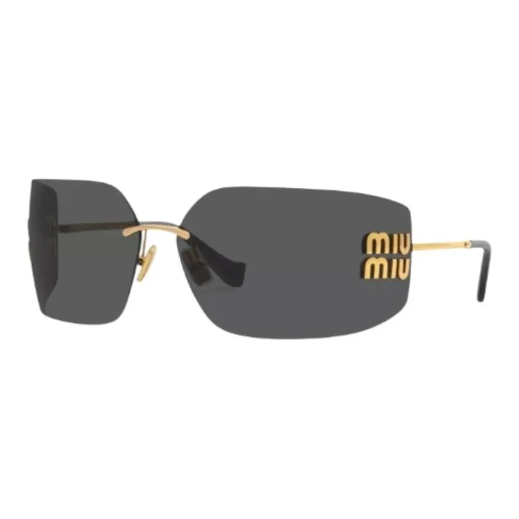 MIU MIU Acetate Polyamide Metal Square Sunglasses Men's Gold/Black/Brown