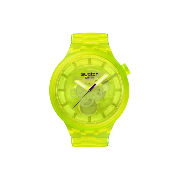 Swatch Quartz Механизм Мужские часы 47 мм Желтый