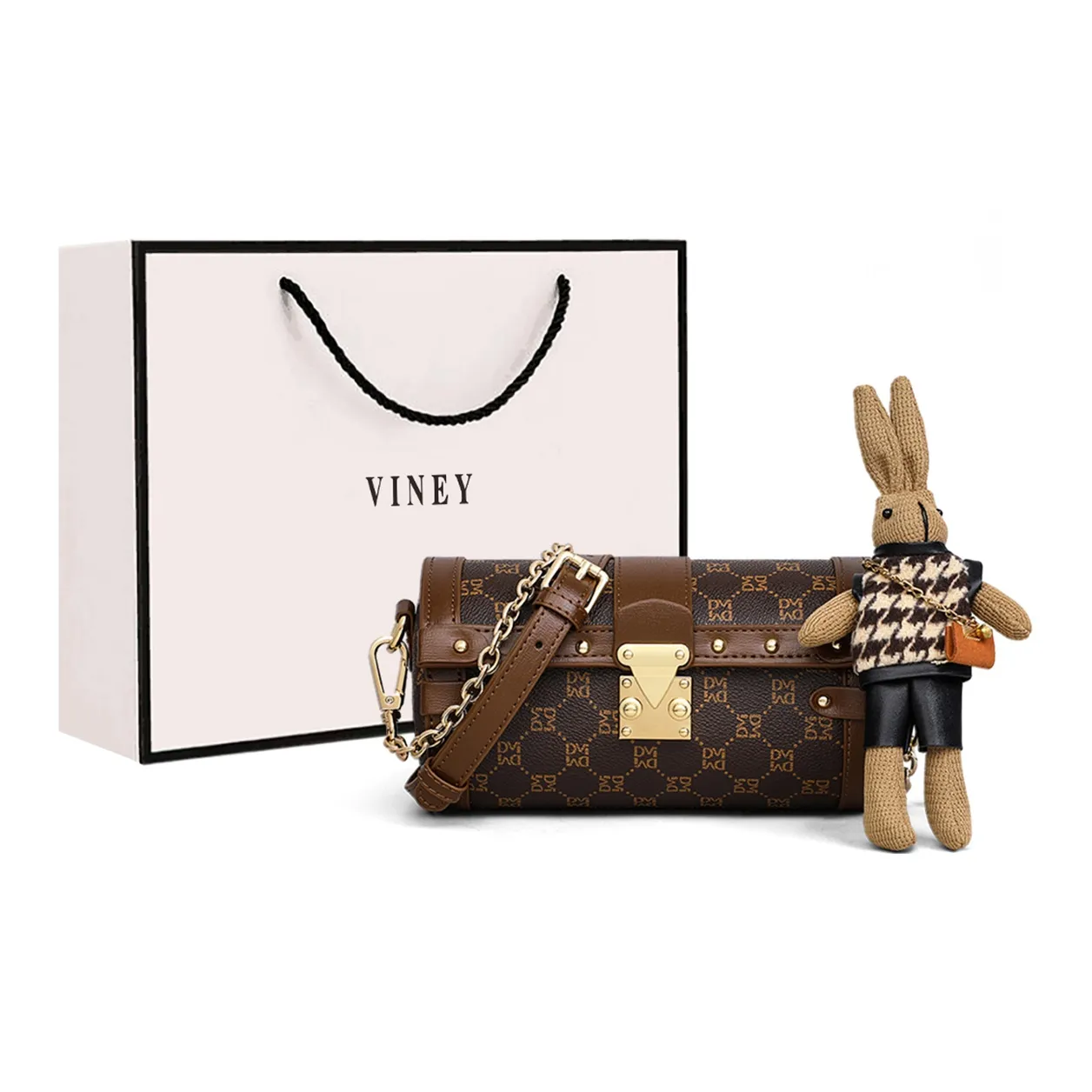 VINEY Сумка через плечо из синтетической кожи маленькая женская кофейного цвета