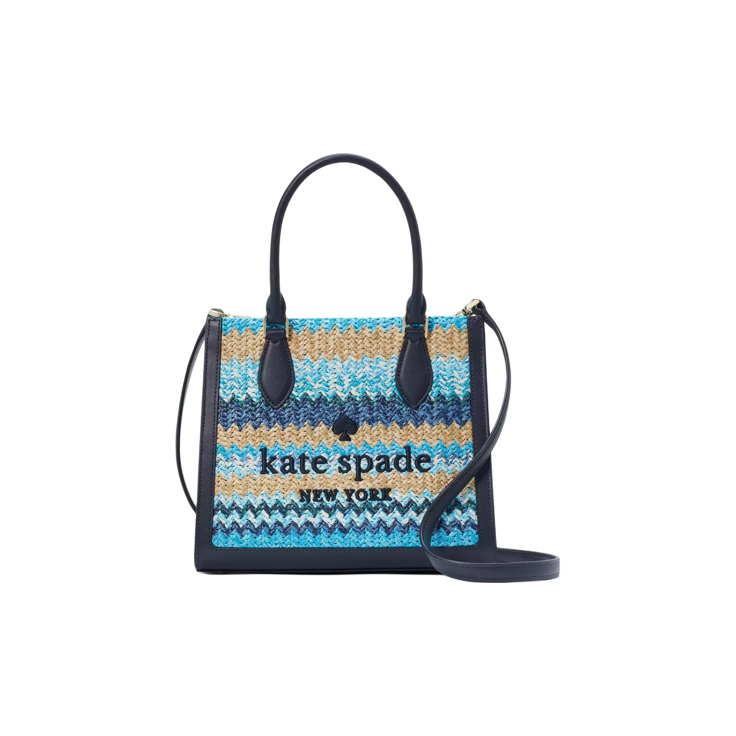 Kate Spade Straw Tote Bag, Shopping Bag, Shoulder Bag Trumpets Women's Blue