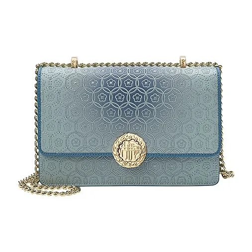 Ancient Yi Xi Коровья кожа Нишевая вышивка Цепочка Через плечо Коммутирование Сумка на плечо Женская Бирюзовая