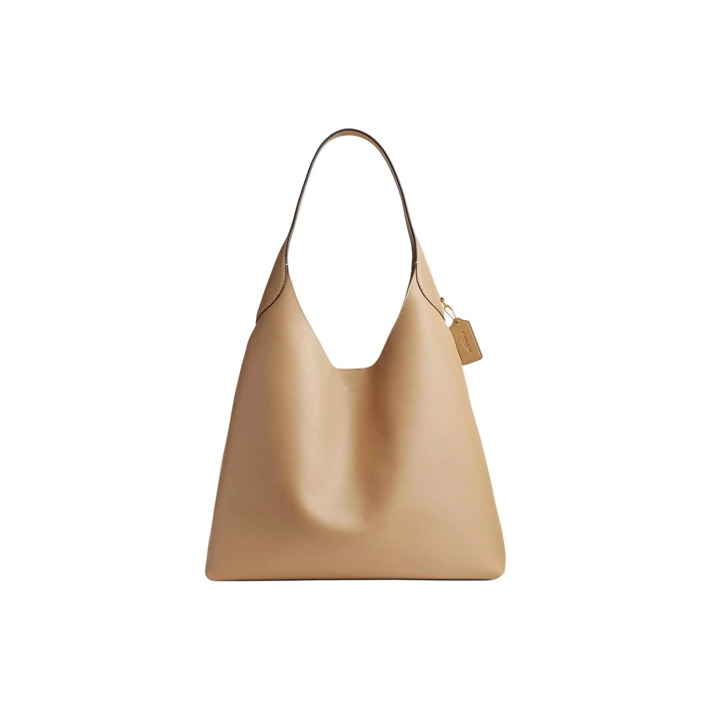 COACH Brooklyn Natural Grain Leather Hobo Bag, Handbag, Shoulder Bag Women's Brass & Tan