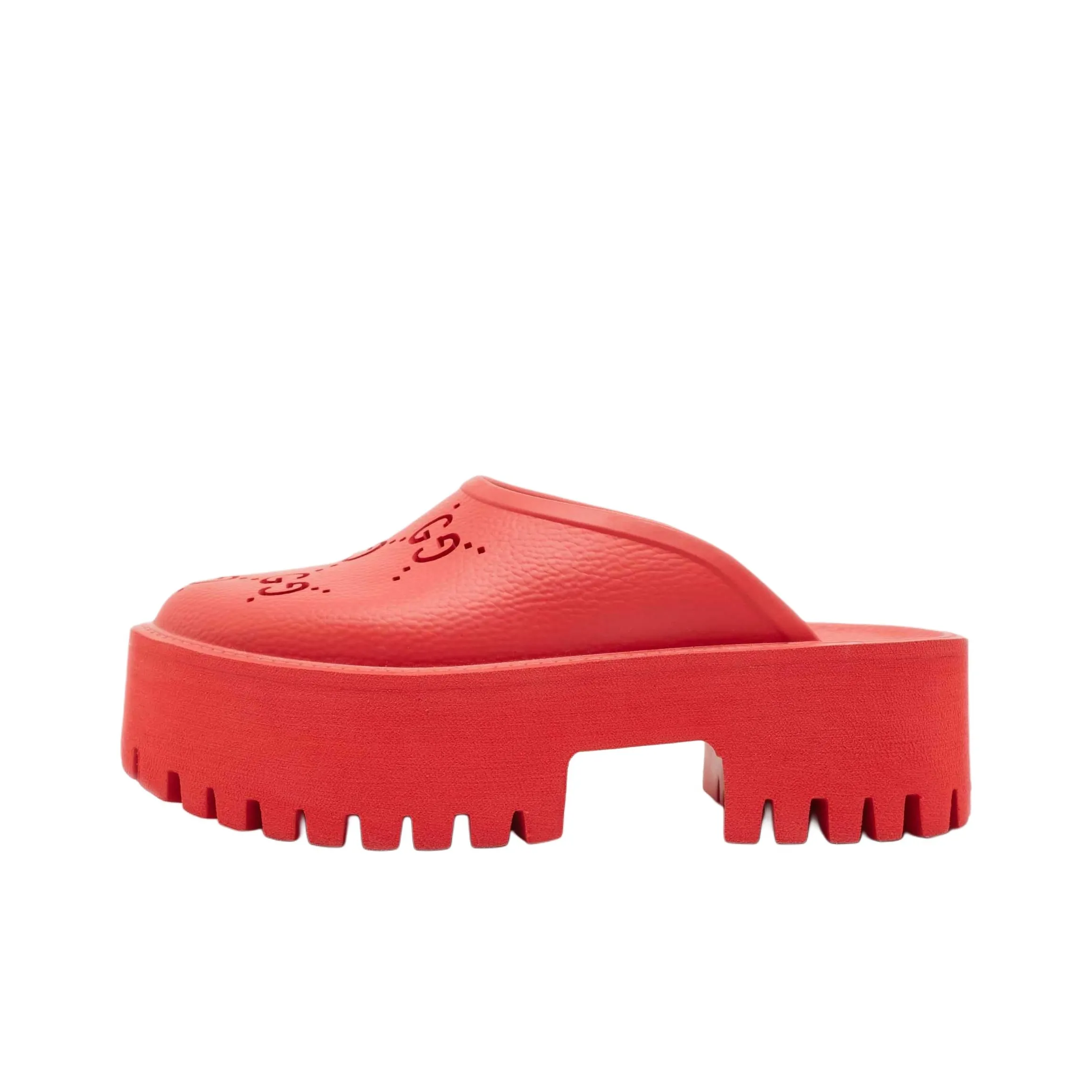 GUCCI Closed Toe Slippers 6cm Women's Red