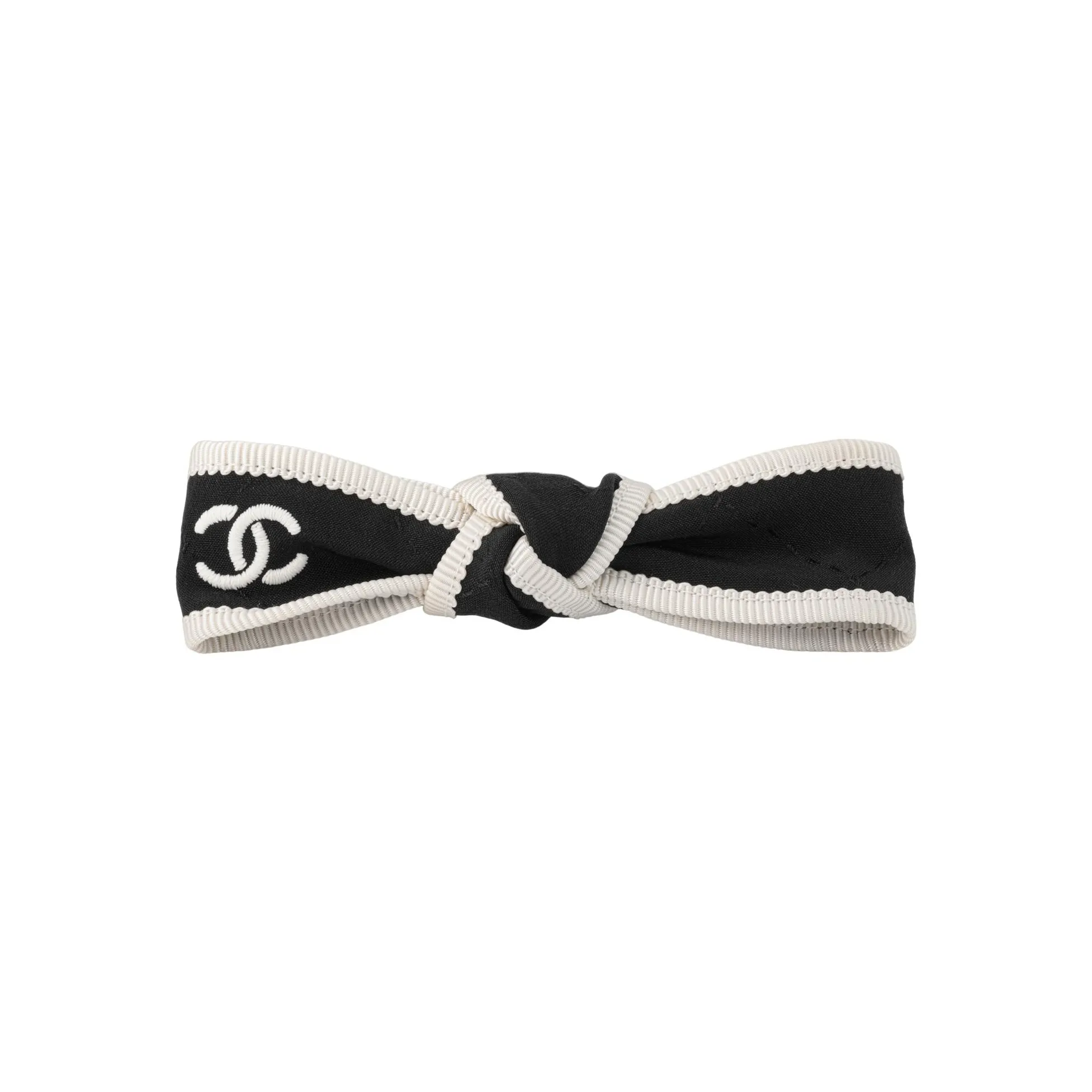 CHANEL Silk Hair Clips Women's Black