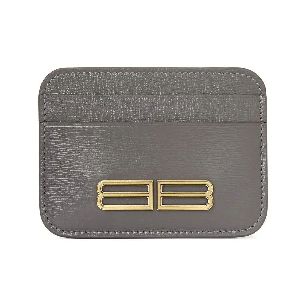 Balenciaga Gossip Natural Leather Card Holder Women's Gray