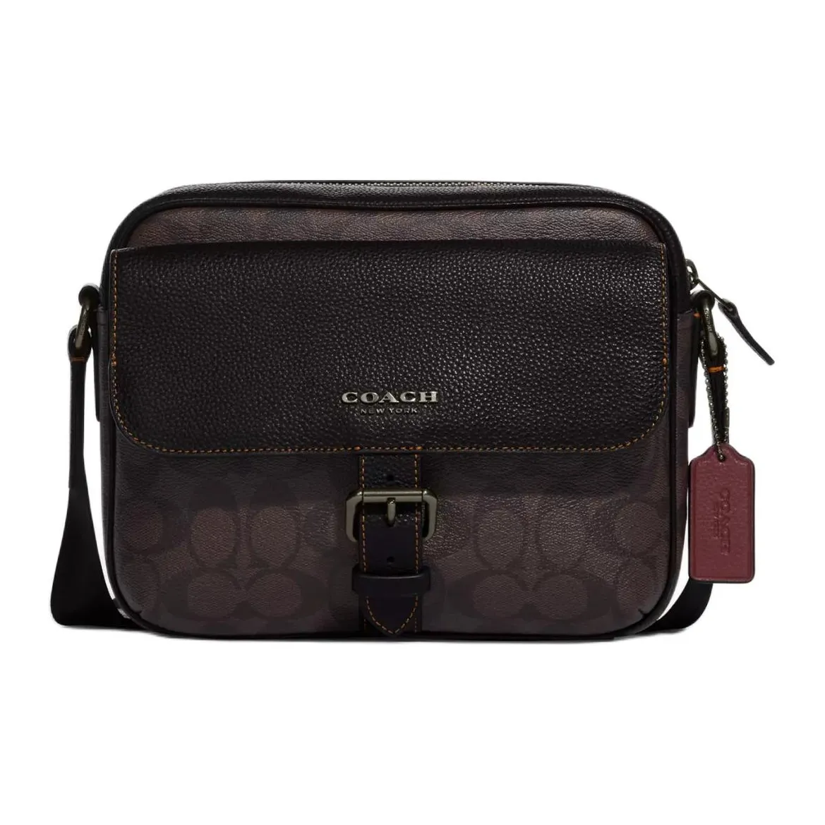 COACH Hudson Leather Crossbody Bag, Shoulder Bag Men's Bronze & Black