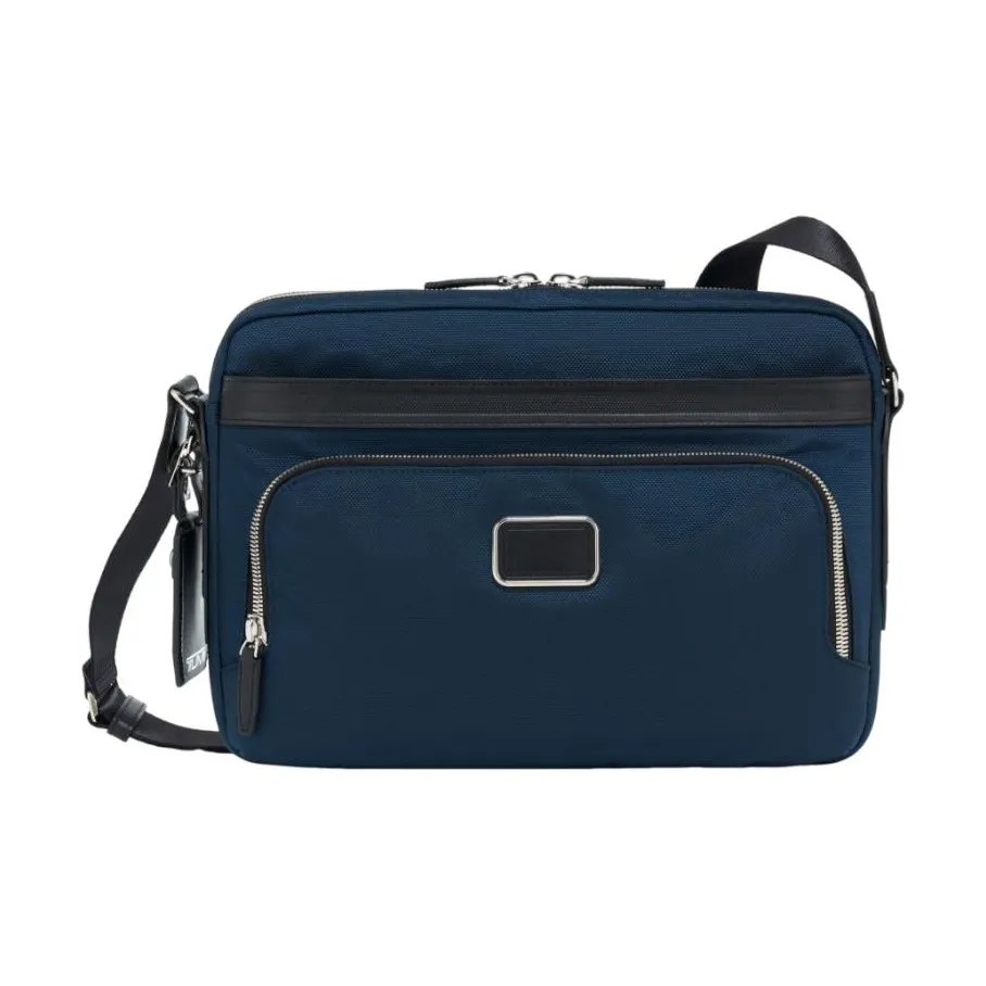 TUMI Fabric Crossbody Bag, Shoulder Bag Medium Size Men's Marine Blue & Black