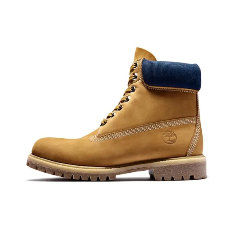 Timberland 6 Inch Premium Waterproof Boots 'Wheat Nubuck Blue Collar'