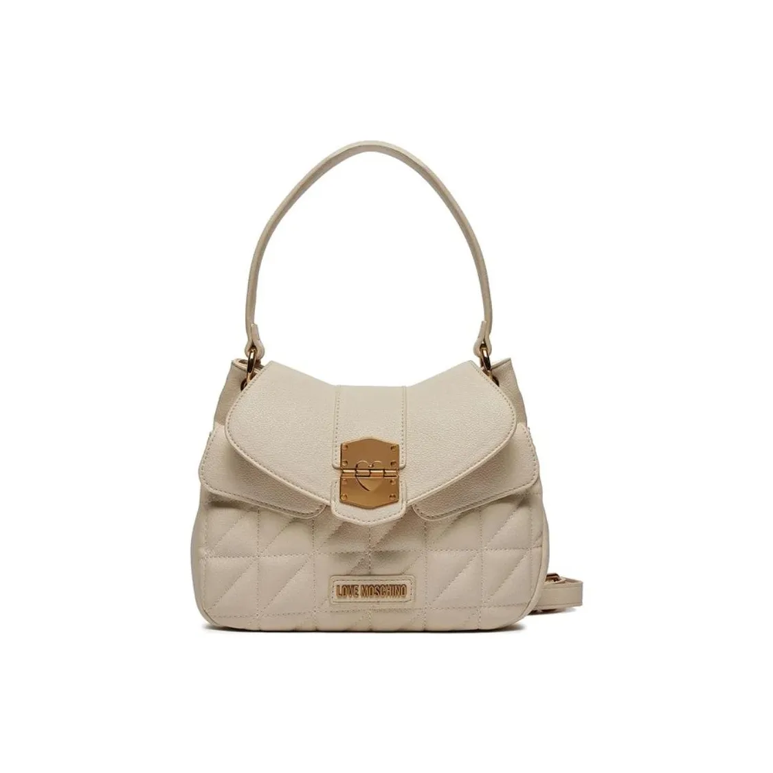 LOVE MOSCHINO Faux Leather One Shoulder Handbag Small Women's Beige