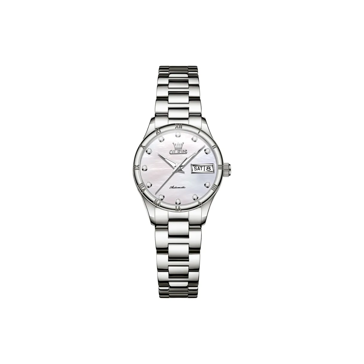 OLEVS Mechanical Movement Stainless Steel Watchband Watch Women's Watch White Dial