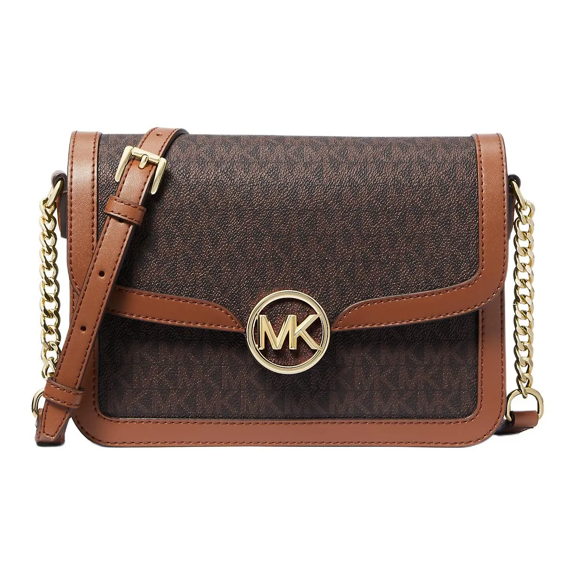 MICHAEL KORS Coated Canvas Crossbody Bag, Shoulder Bag Medium Size Women's Camel