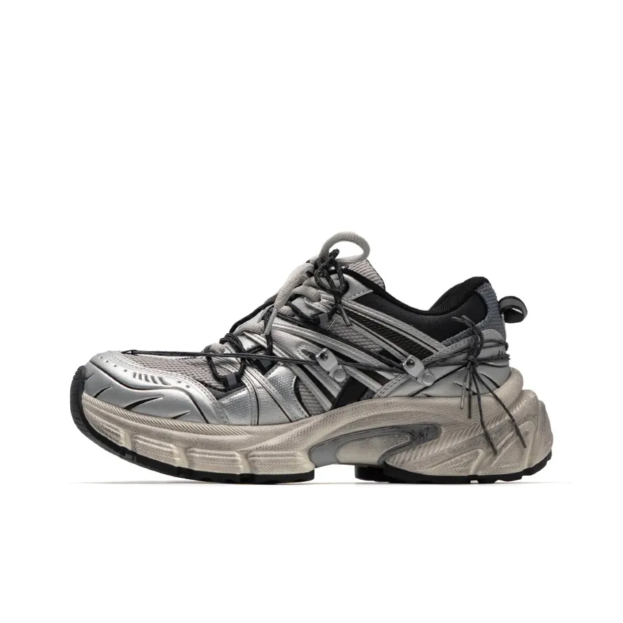 Mule Donkey Cushioned Wear Resistant Breathable Low Top Chunky Sneakers Unisex Silver