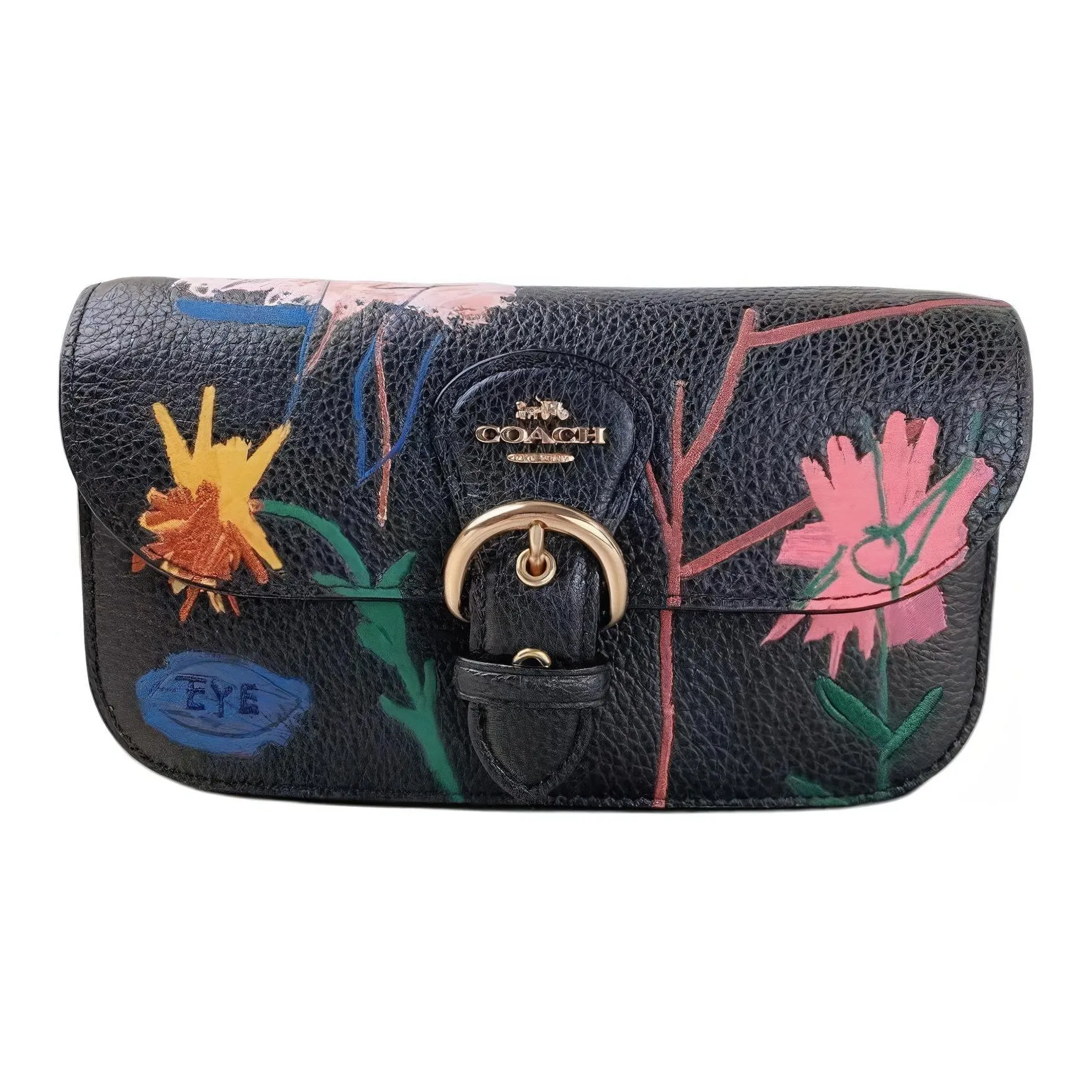 COACH X Basquiat Collaboration Kleo Leather Shoulder Bag Crossbody Bag Small Size Women's Black
