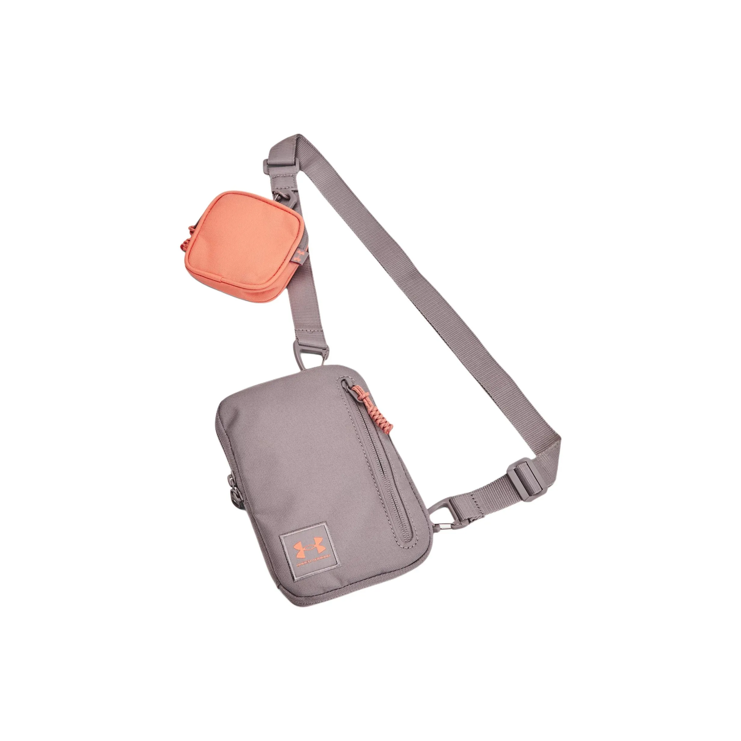 Under Armour Polyester Sling Bag, Fanny Pack, Crossbody Bag Trumpets Unisex Leela Gray & Aviation Orange