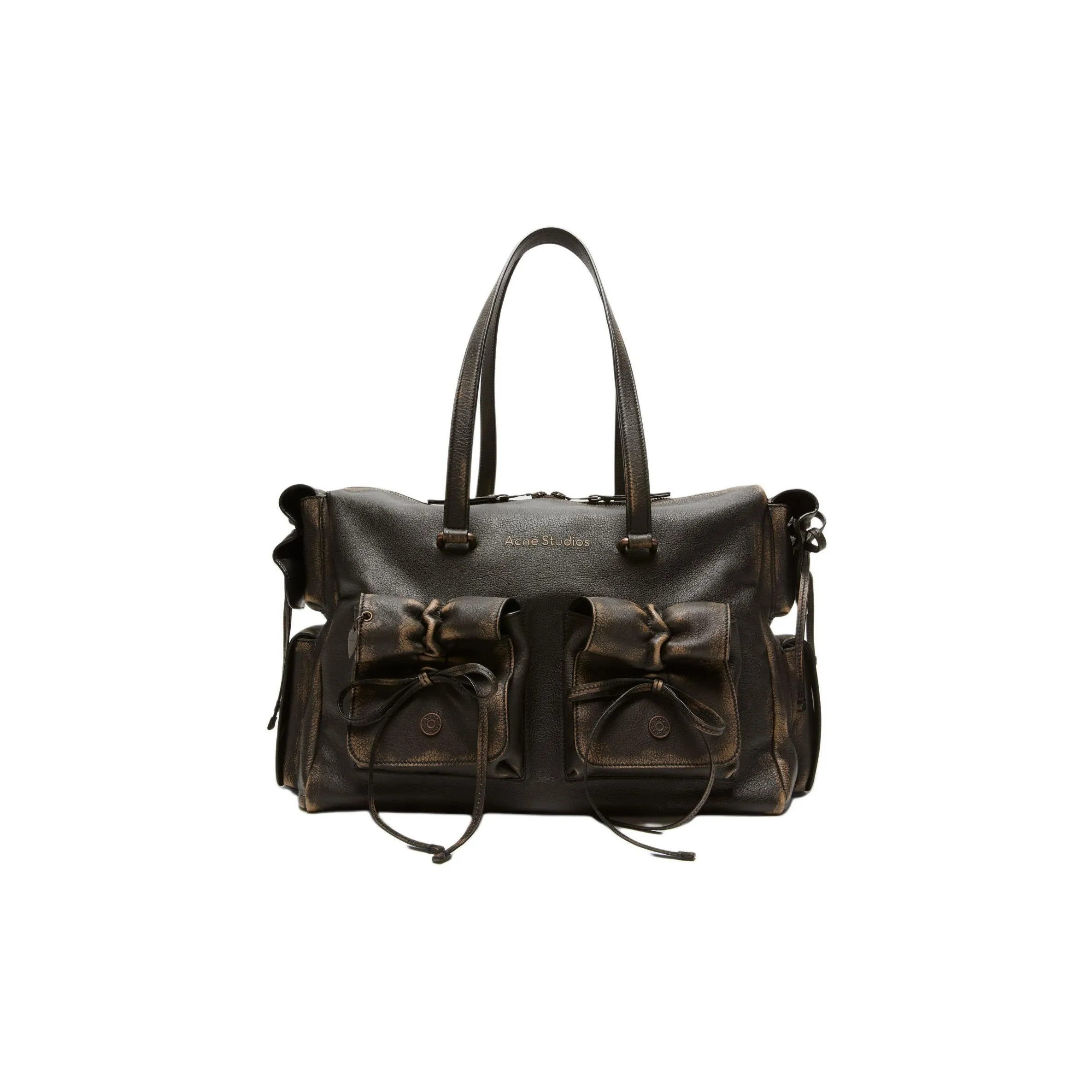 Acne Studios Brushed Leather Handbag Women's Dark Brown & Beige