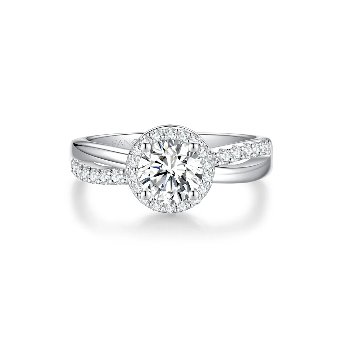 FANCI 925 Sterling Silver With Full Diamond Inlaid White Gemstone Rings Women
s Gift Box Set