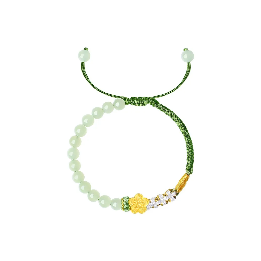 Camping Clothes For Women Hetian Jade Handmade Braided String Bracelet Women's Pale Greenish White Jade