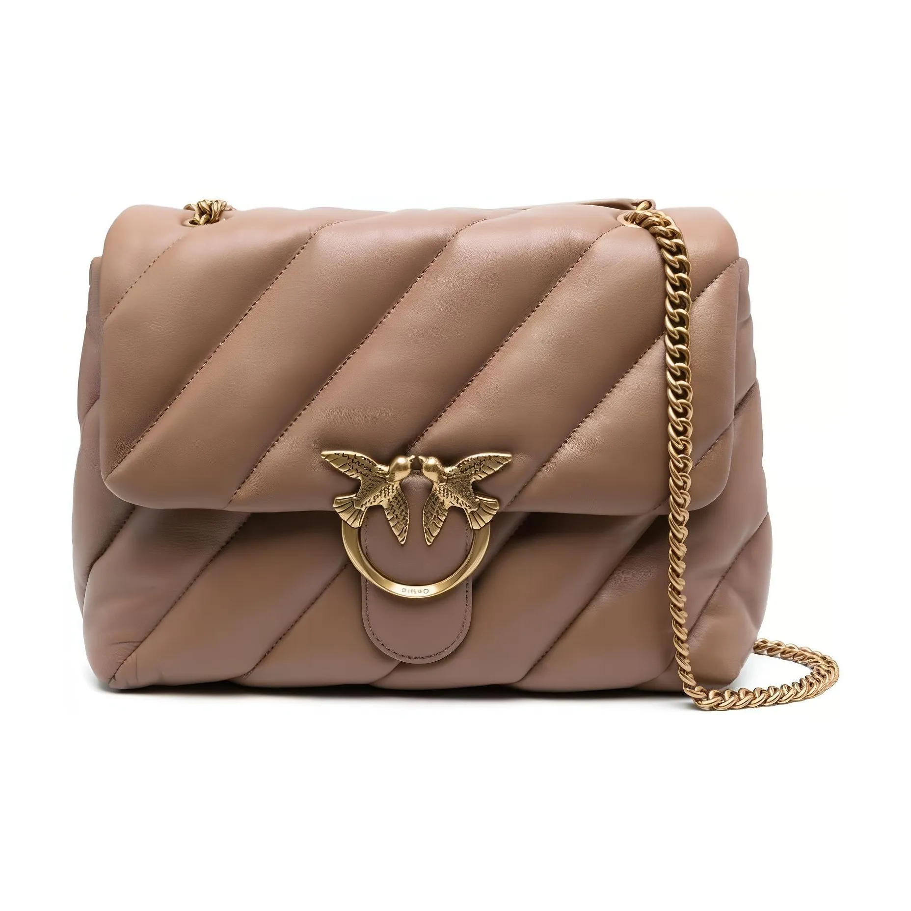 PINKO Puff Sheepskin Crossbody Bag Shoulder Bag Женская Коричневая