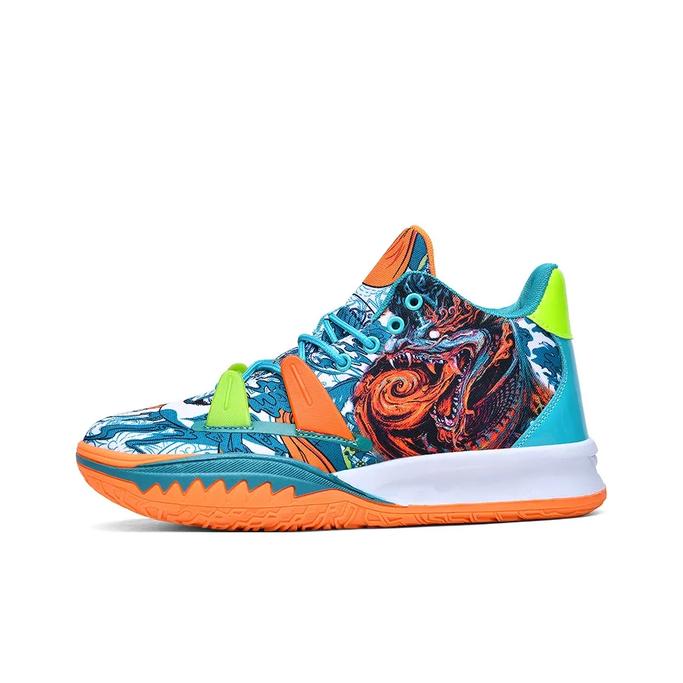 Черный Slip-Resistant Abrasion-Resistant Дышащий MID Баскетбольные кроссовки для унисекса