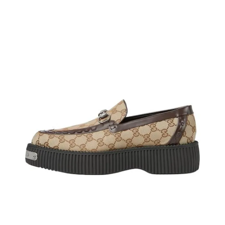 GUCCI Horsebit Creeper Loafer 'GG Canvas Beige Ebony'