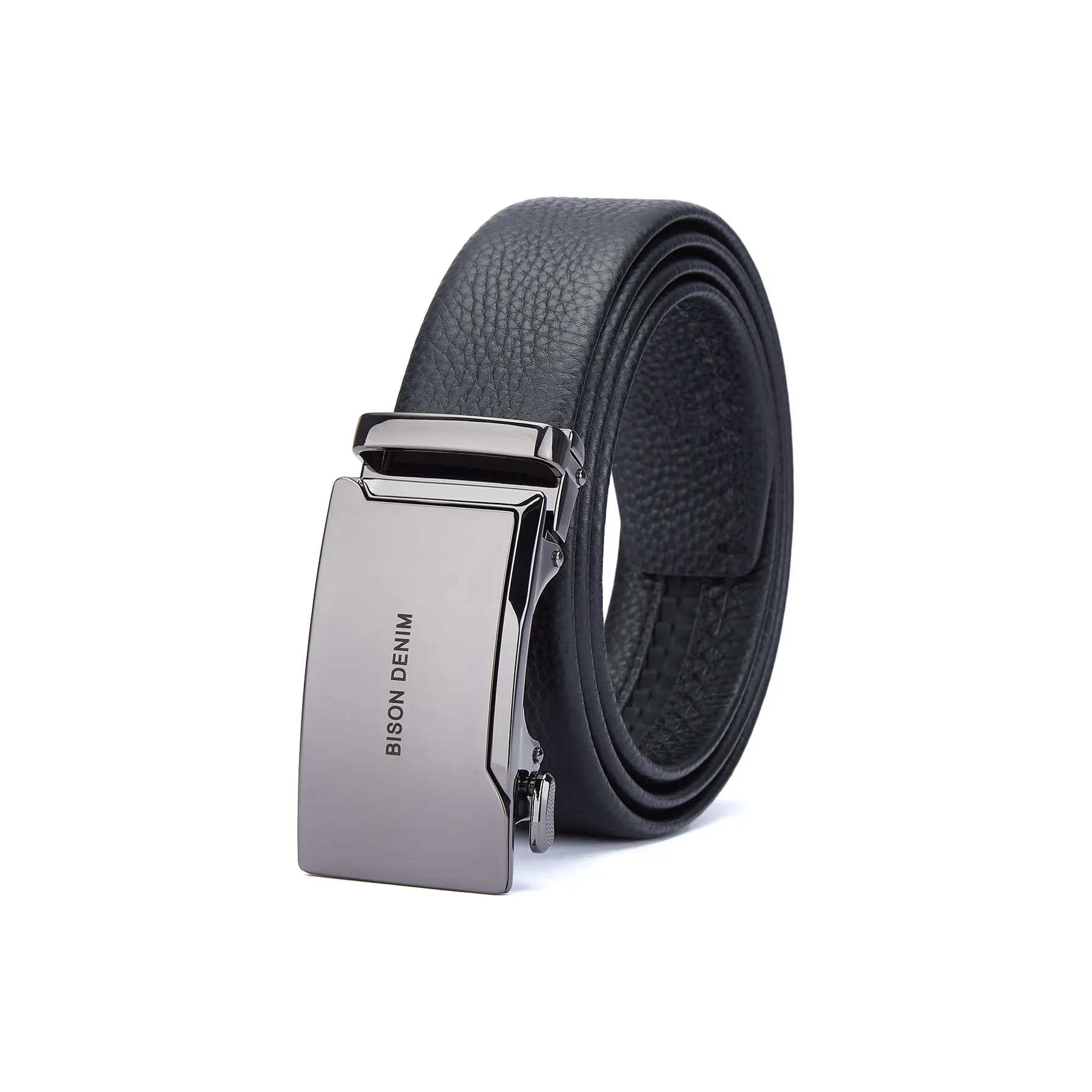 BISON DENIM Автоматическая застежка Casual Business Коровья кожа Ремни Мужской 3,4CM Ширина