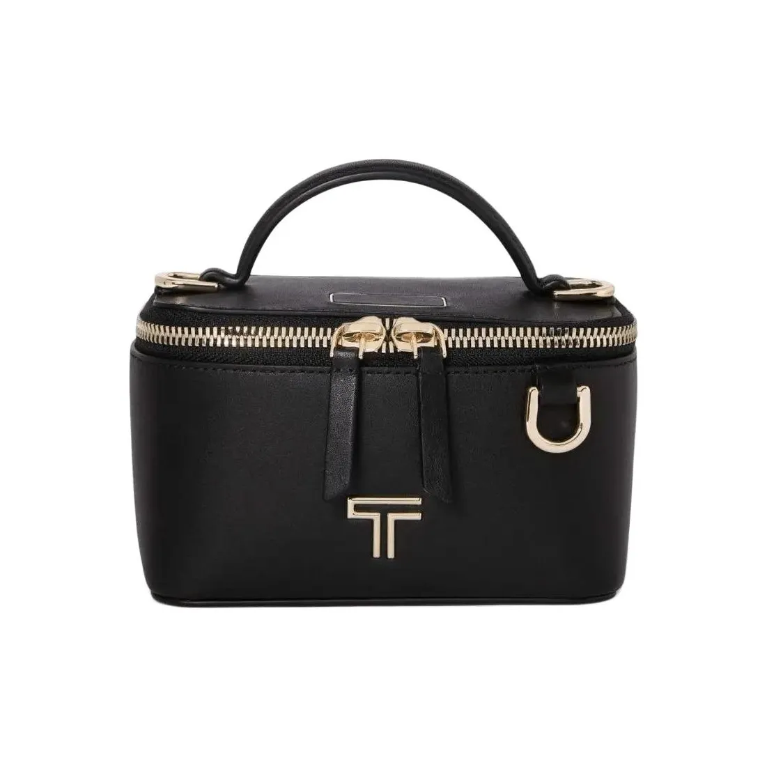 TUMI Leather Handbag, Shoulder Bag, Crossbody Bag Mini Women's Black & Light Gold
