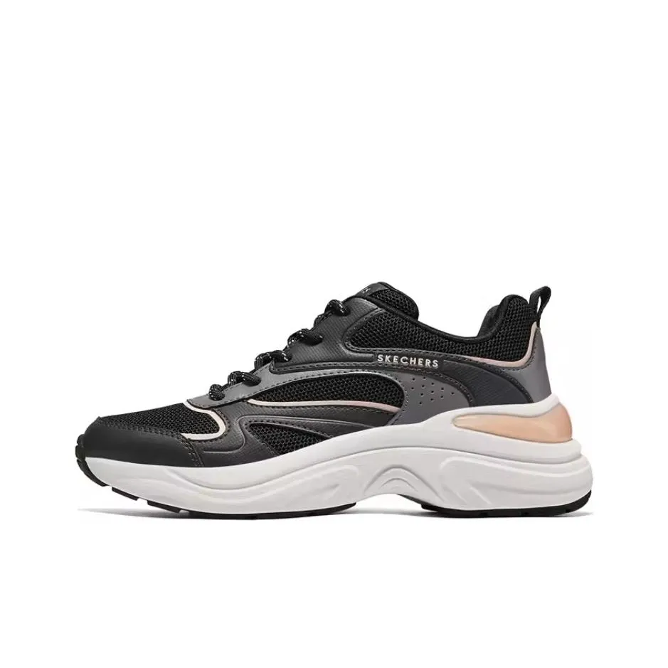 Skechers Street Supportive And Elastic Low Top Running Shoes Women's Black Pink