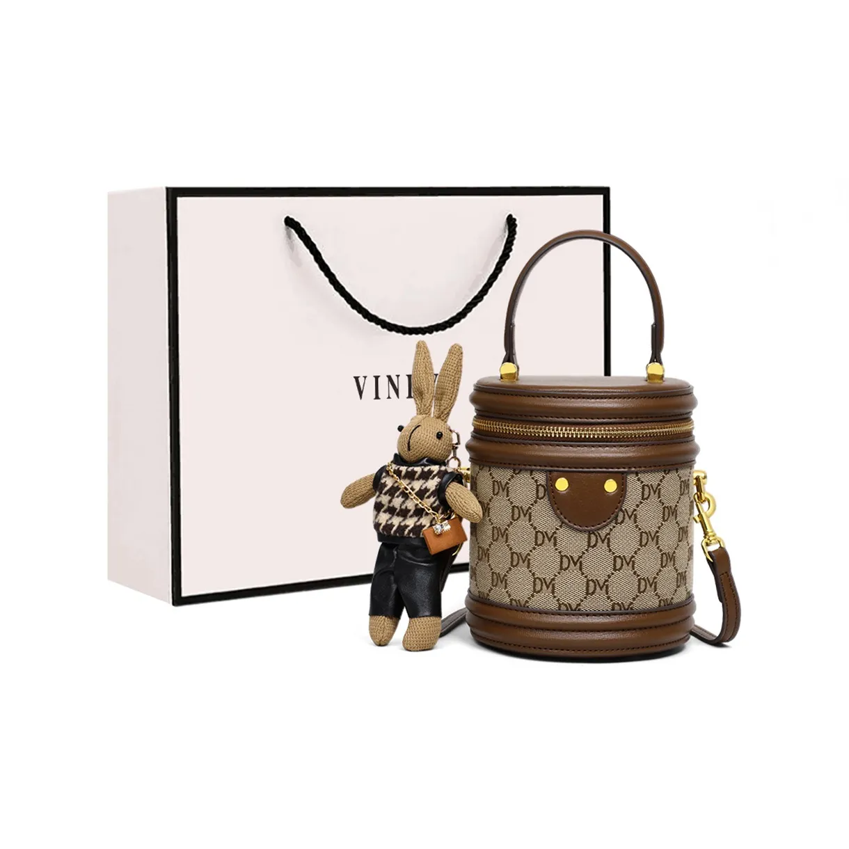 VINEY Ткань Сумка Через плечо Одно плечо Сумка-ведро Маленькая Женская Кофейная