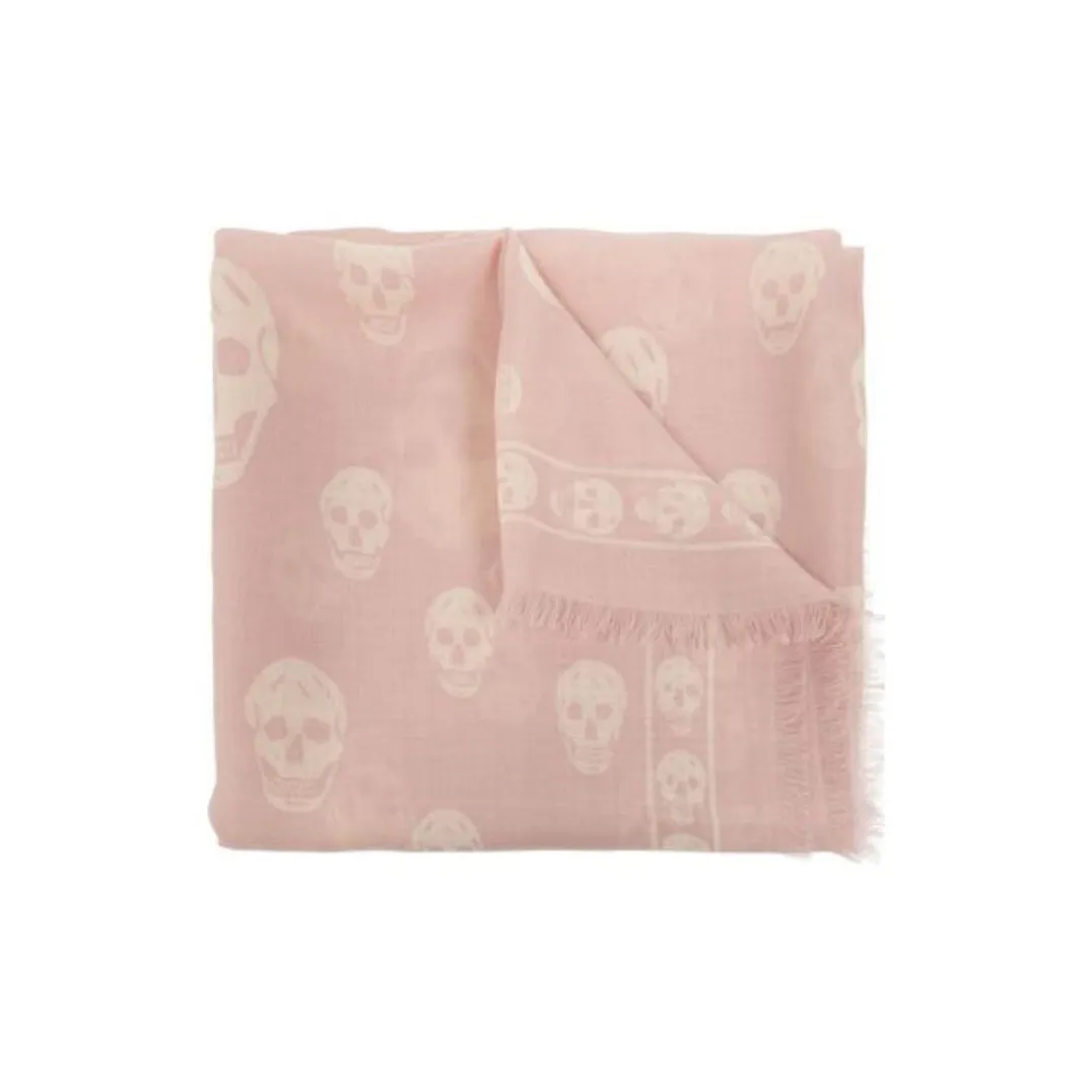 Alexander McQueen Skull Printed Fringed Scarf