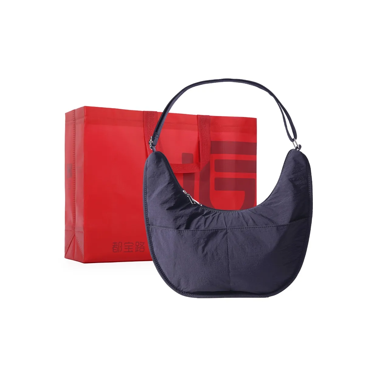 Dubaolu Fabric Shoulder Bag Unisex Black/Ecru