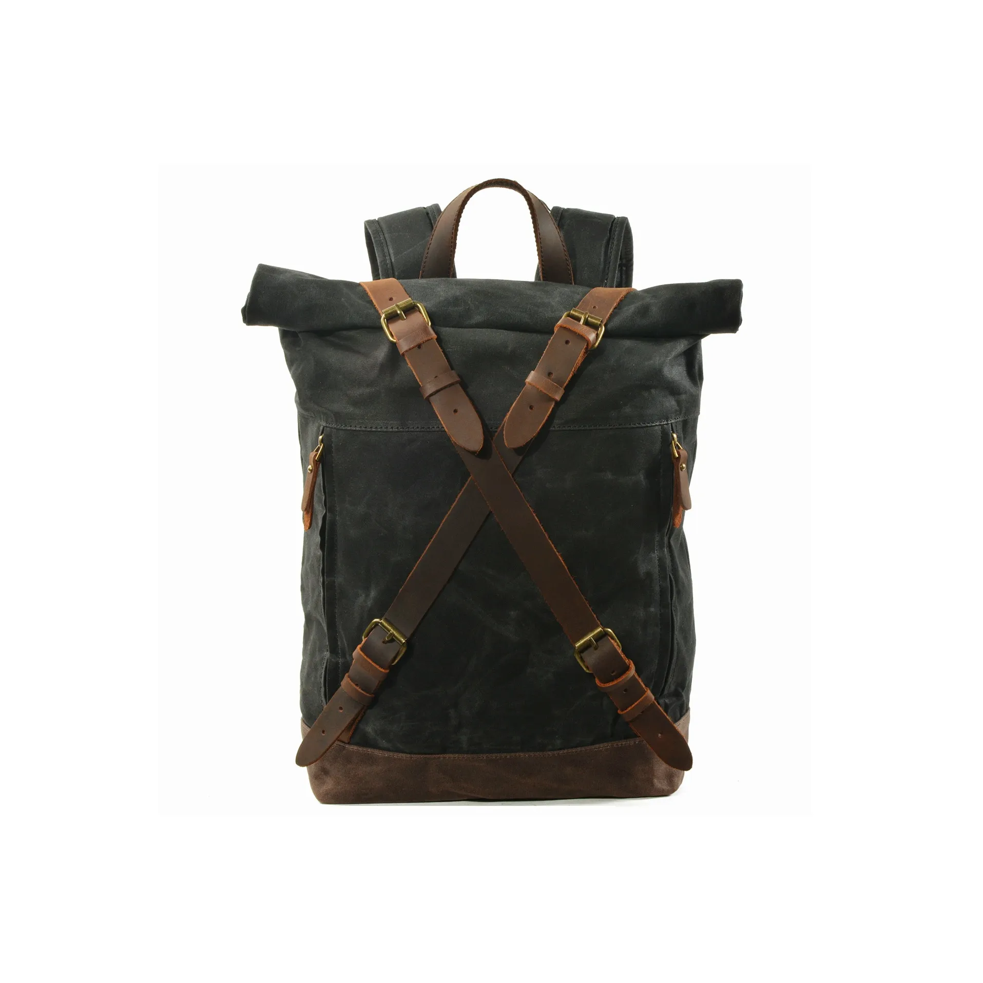 TTaG．baG Top Grain Cow Leather With Waterproof Oil Wax Canvas Backpack Men's Black/Coffee/Jasper