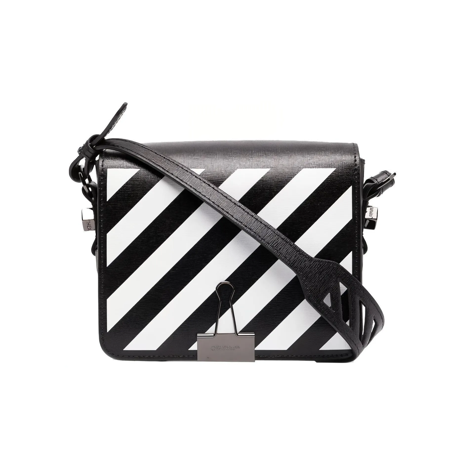 OFF WHITE Leather Tote Bag Shopping Bag Shoulder Bag Crossbody Bag Women's Black