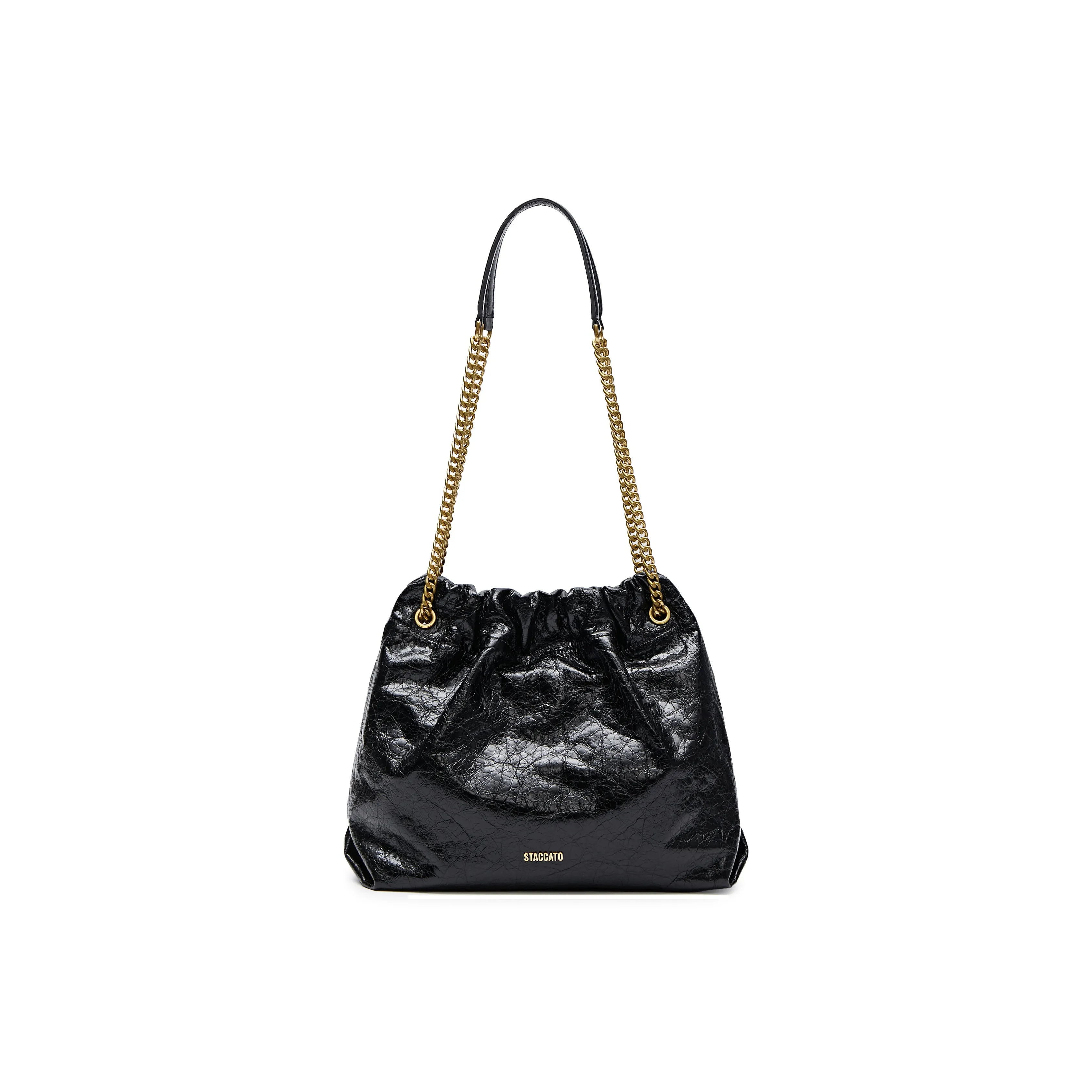 Staccato Cow Leather Shoulder Bag, Crossbody Bag Tubas Women's Tapes Black