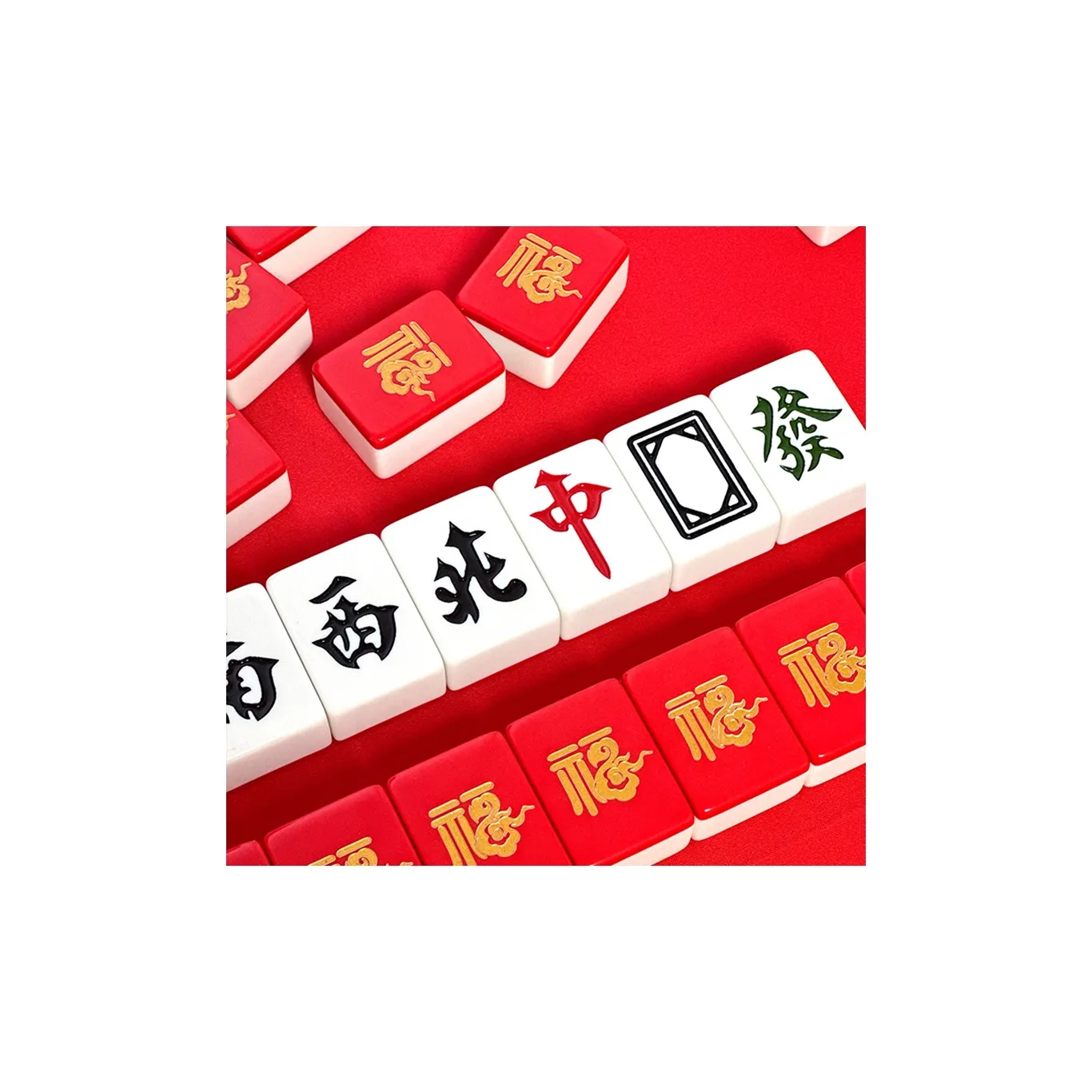 Imono Hand Crafted Mahjong Tiles For Home Use Red Gold Board Games