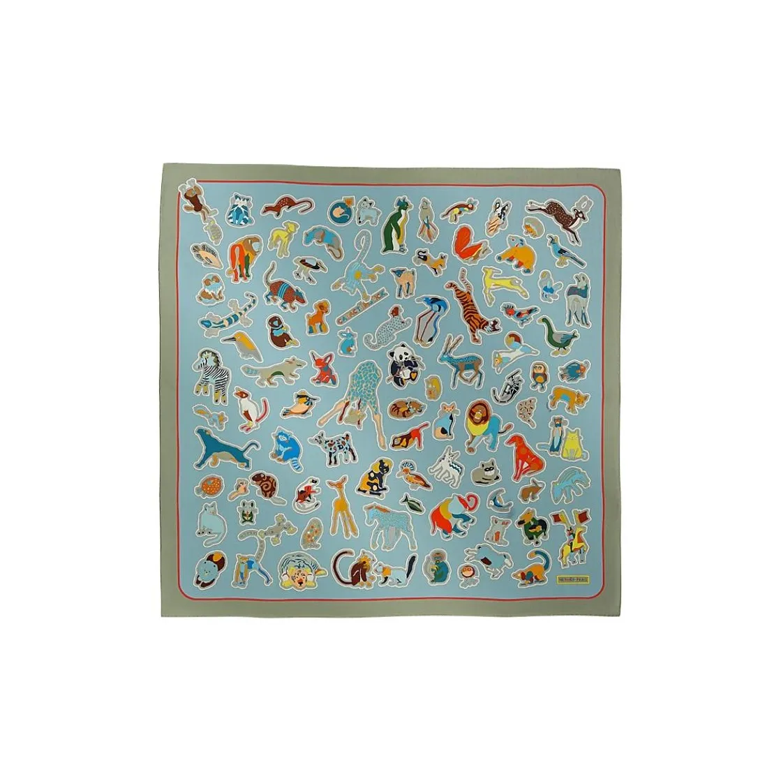 HERMES Mulberry Silk Scarves Women's Sky Blue