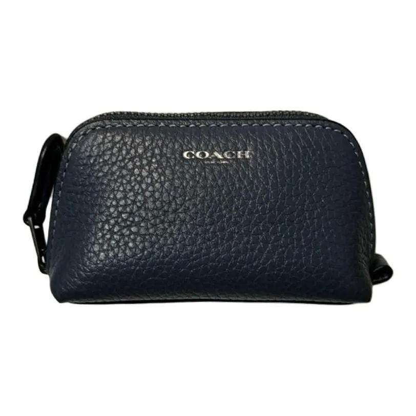 COACH Cosmetic Pebbled Leather Clutch Makeup Bag Mini Women's Blue