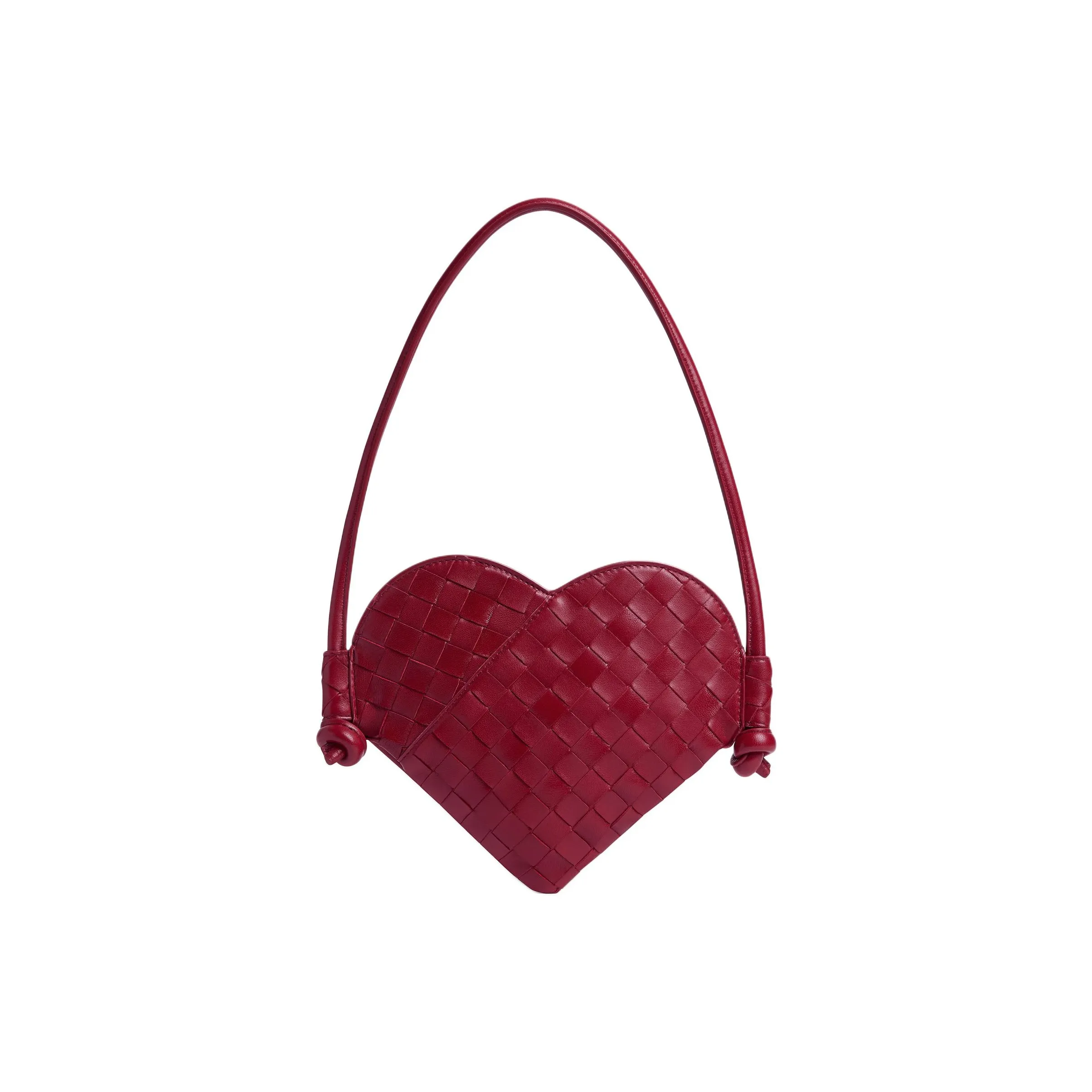 Bottega Veneta Solstice Sheepskin Heart Shaped Handbag Shoulder Bag Mini Women's Deep Red