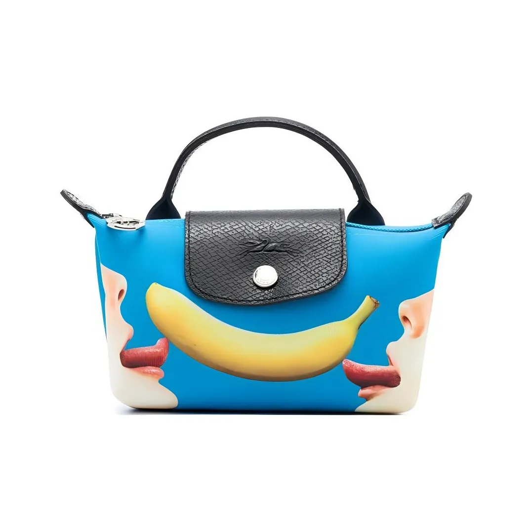 LONGCHAMP ToilerPaper Collaboration Recycled Polyester Canvas Tote Bag Shopping Bag Handbag Regular Women's Blue