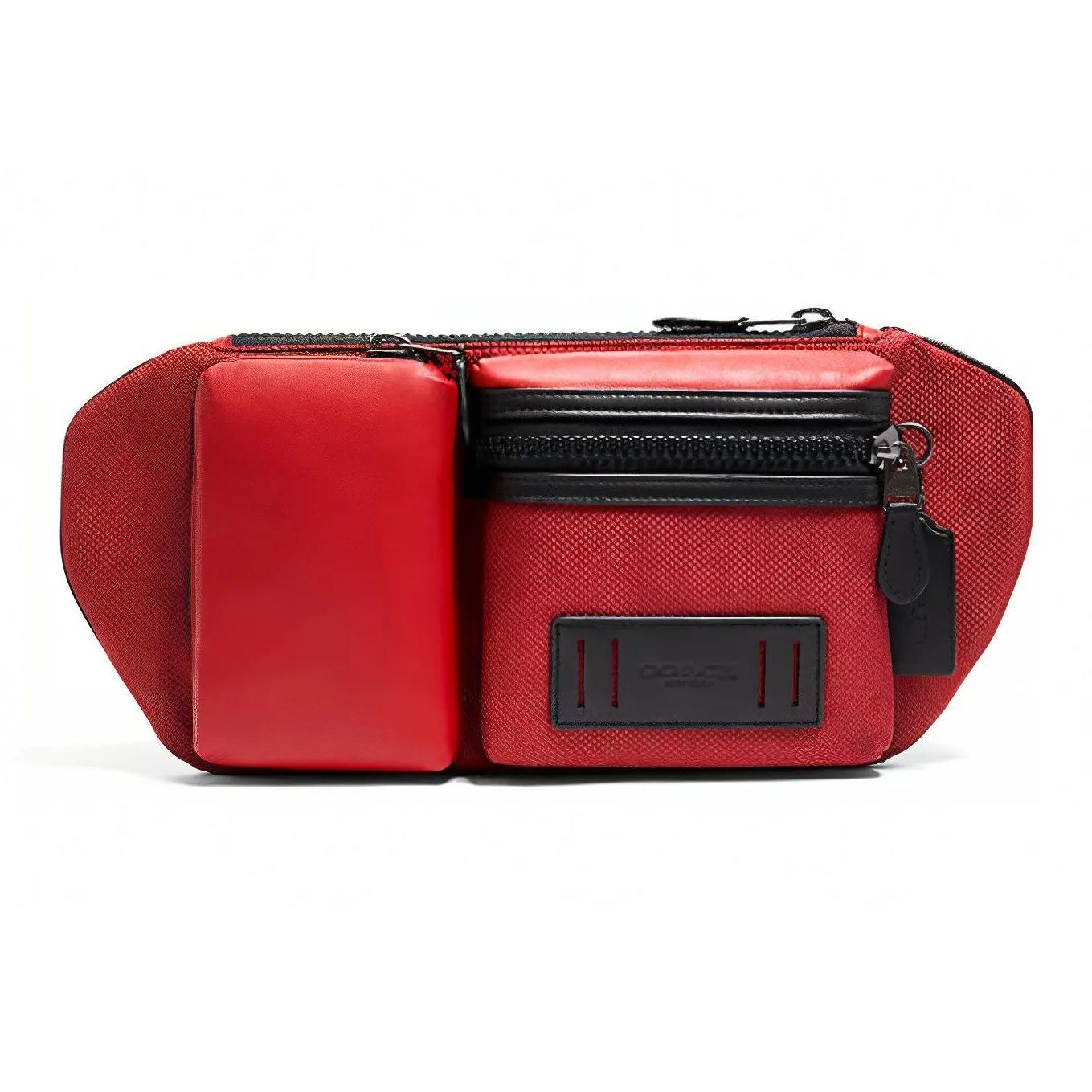 COACH Rider Холст Телячья кожа Сумка через плечо Бананка Большая Мужская Красная