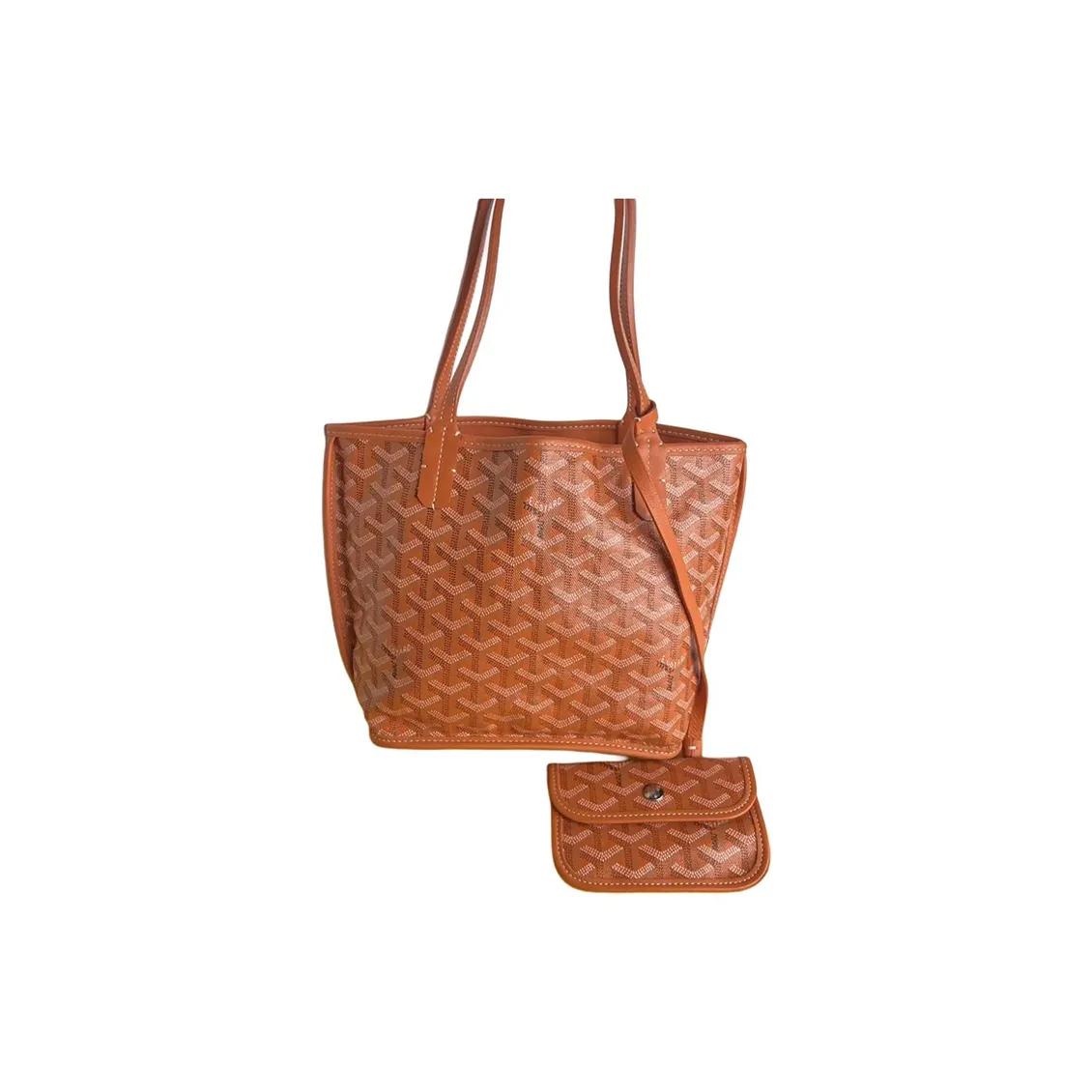 GOYARD Anjou PVC Bonded Cow Leather Tote Bag Shopping Bag Handbag Mini Women's Orange