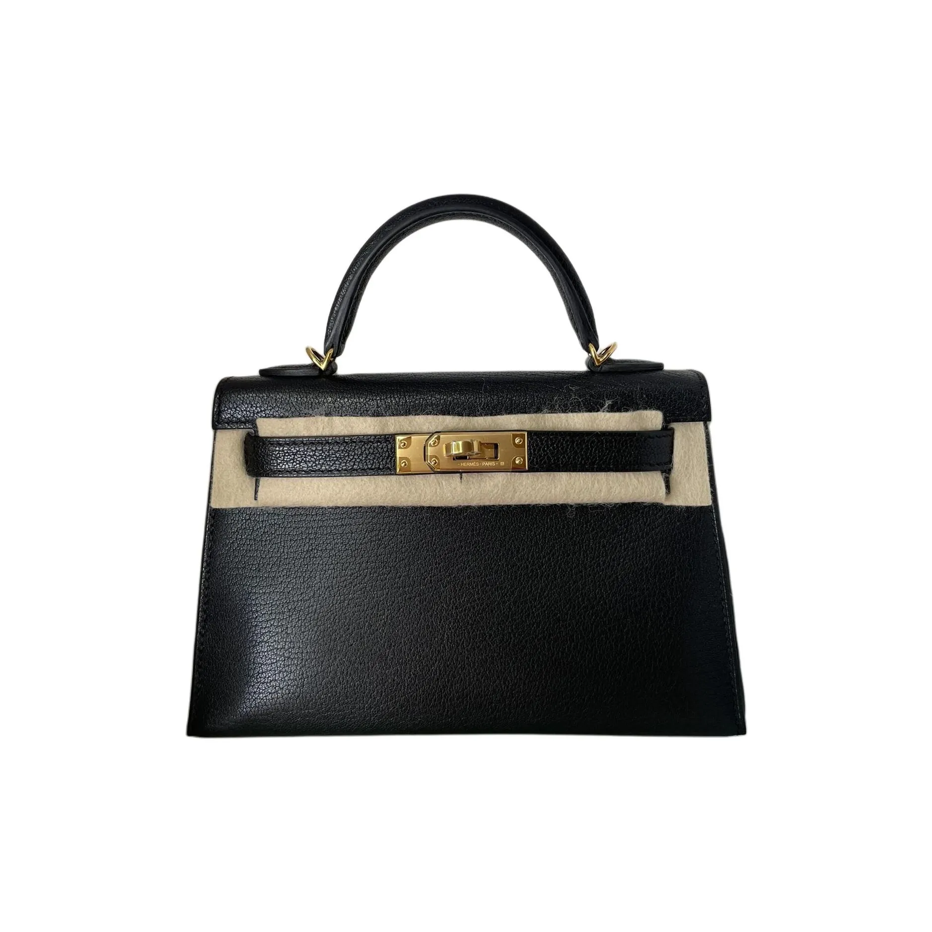 HERMES Mini Kelly Chamkila Goat Skin Kelly Bag Handbag Shoulder Bag Crossbody Bag Mini Women's 89 Noir Black