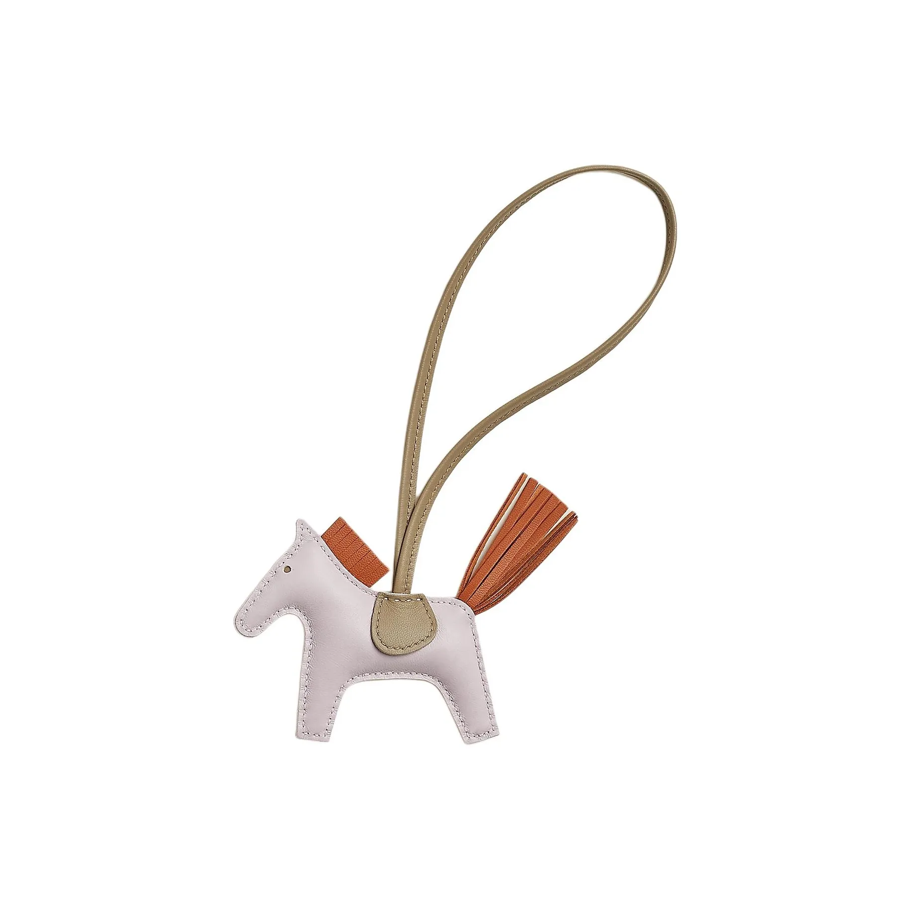 HERMES Rodeo Milo Lambskin Bag Accessory Trumpets Unisex Light Purple With Gingerbread & Malva Beige