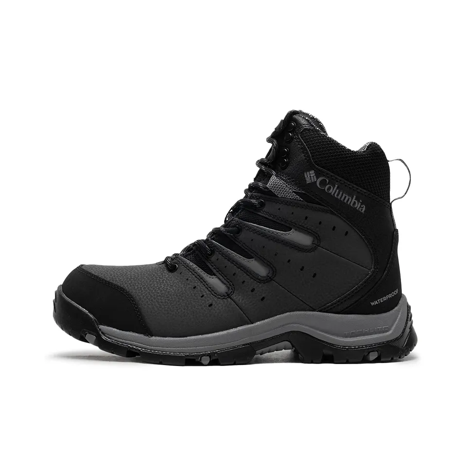 Columbia Sportswear Anti Slip Wear Resistant Mid Top Trekking Shoes Men's Black Gray