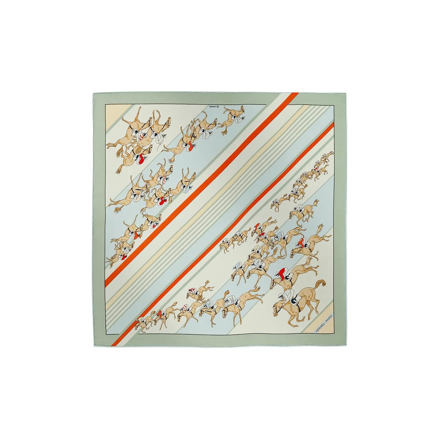 HERMES Шелковые шарфы Унисекс Зеленый Синий Оранжевый