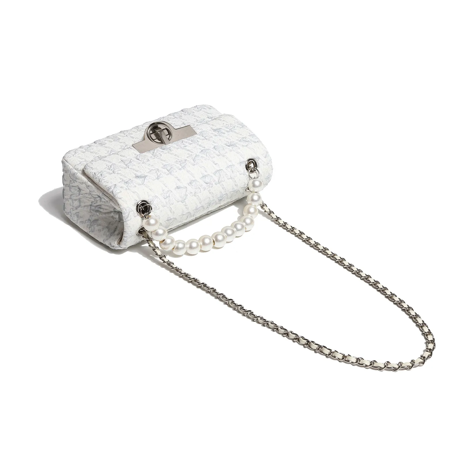 Miss Kung Cow Leather Patchwork Cotton Shoulder Bag Crossbody Bag Regular Women's Ecru