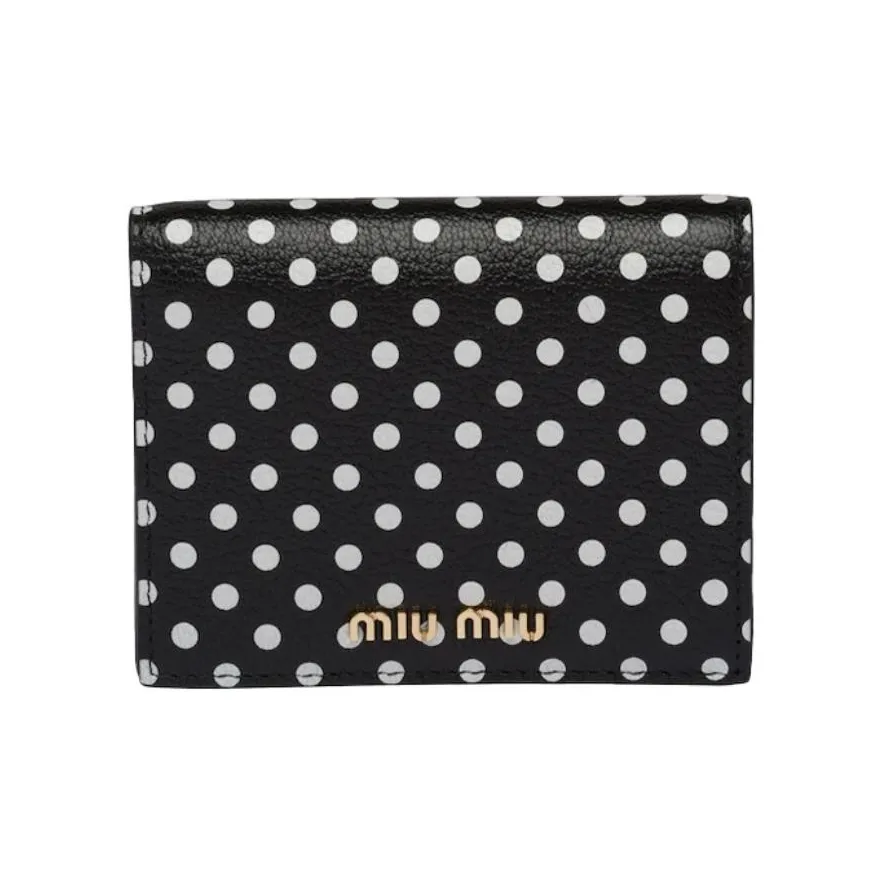 MIU MIU Madras Leather Wallet Women's Black